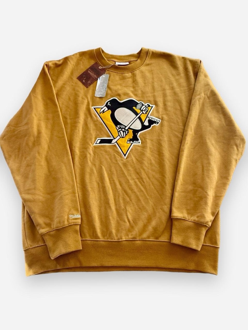 NWT Mitchell & Ness NHL Pittsburgh Penguins Crewneck Sweatshirt Gold Mens XL